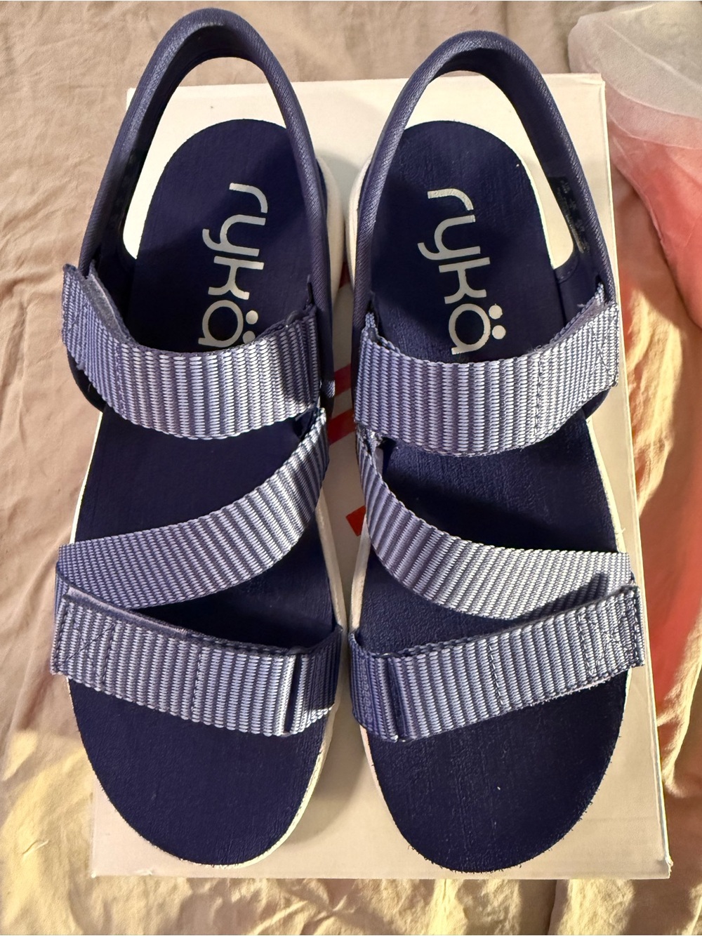 Ryka Navy and Light Blue Strappy Sandals